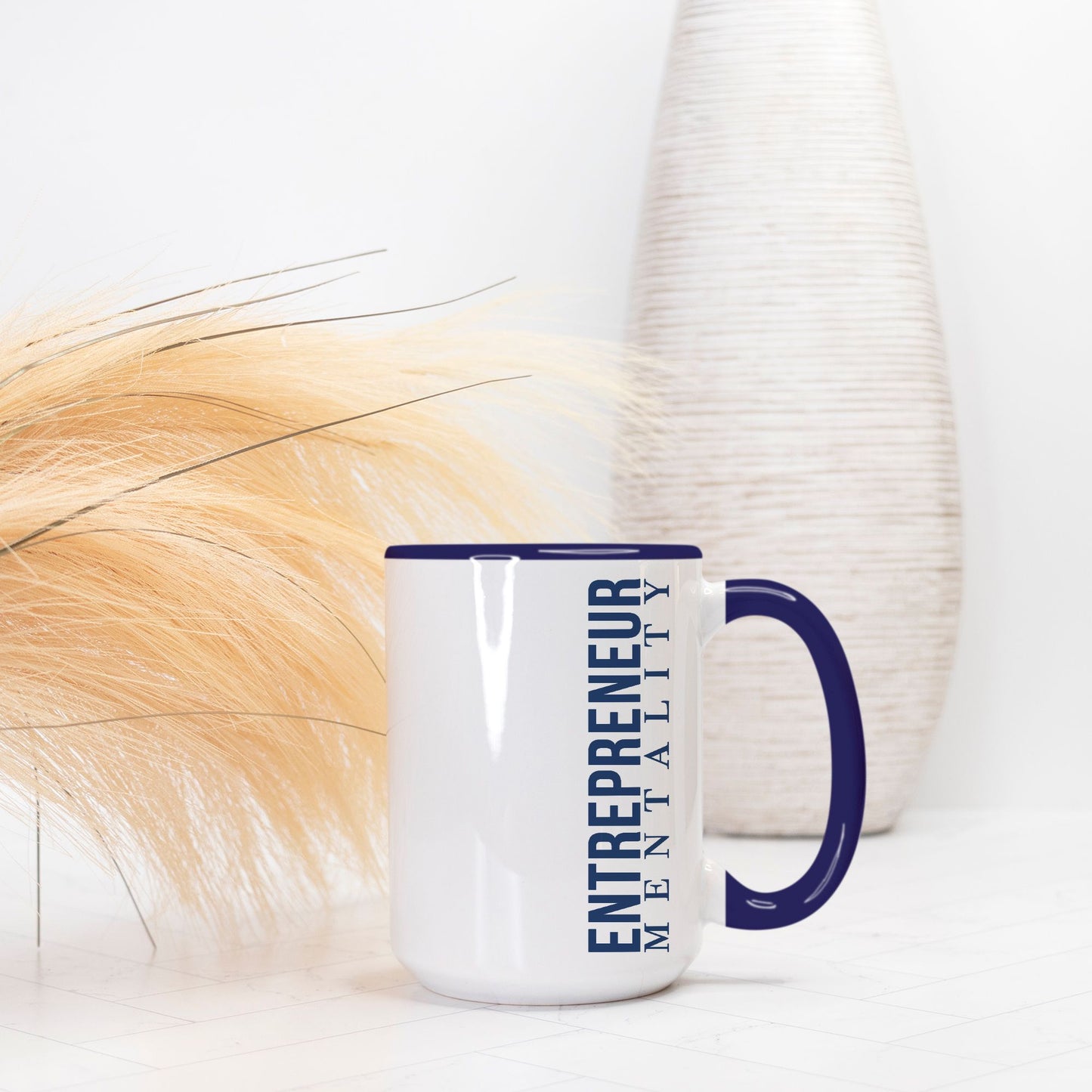 Mug Deluxe 15 oz. (Dark Blue + White) - Entrepreneur Mentality