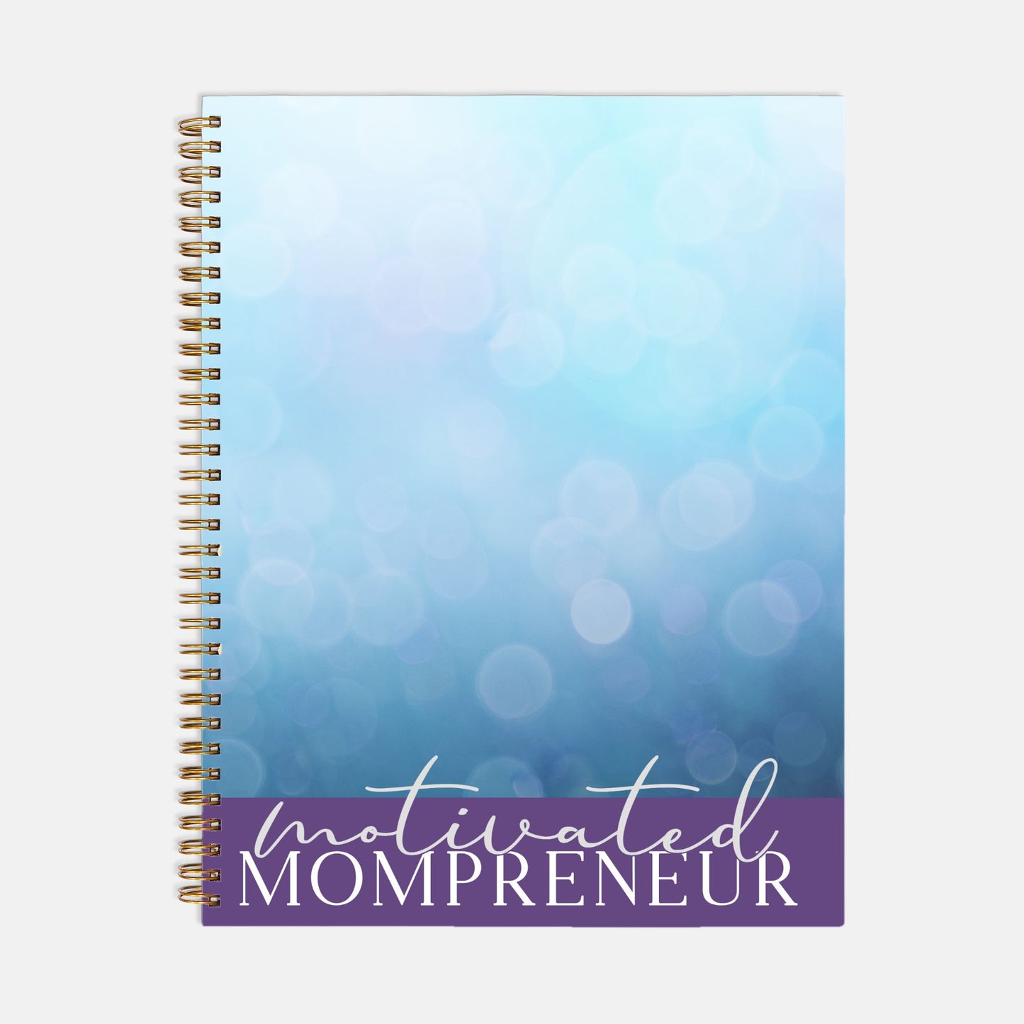 Planner Hardcover Spiral 8.5 x 11 - Motivated Mompreneur Icy Blue
