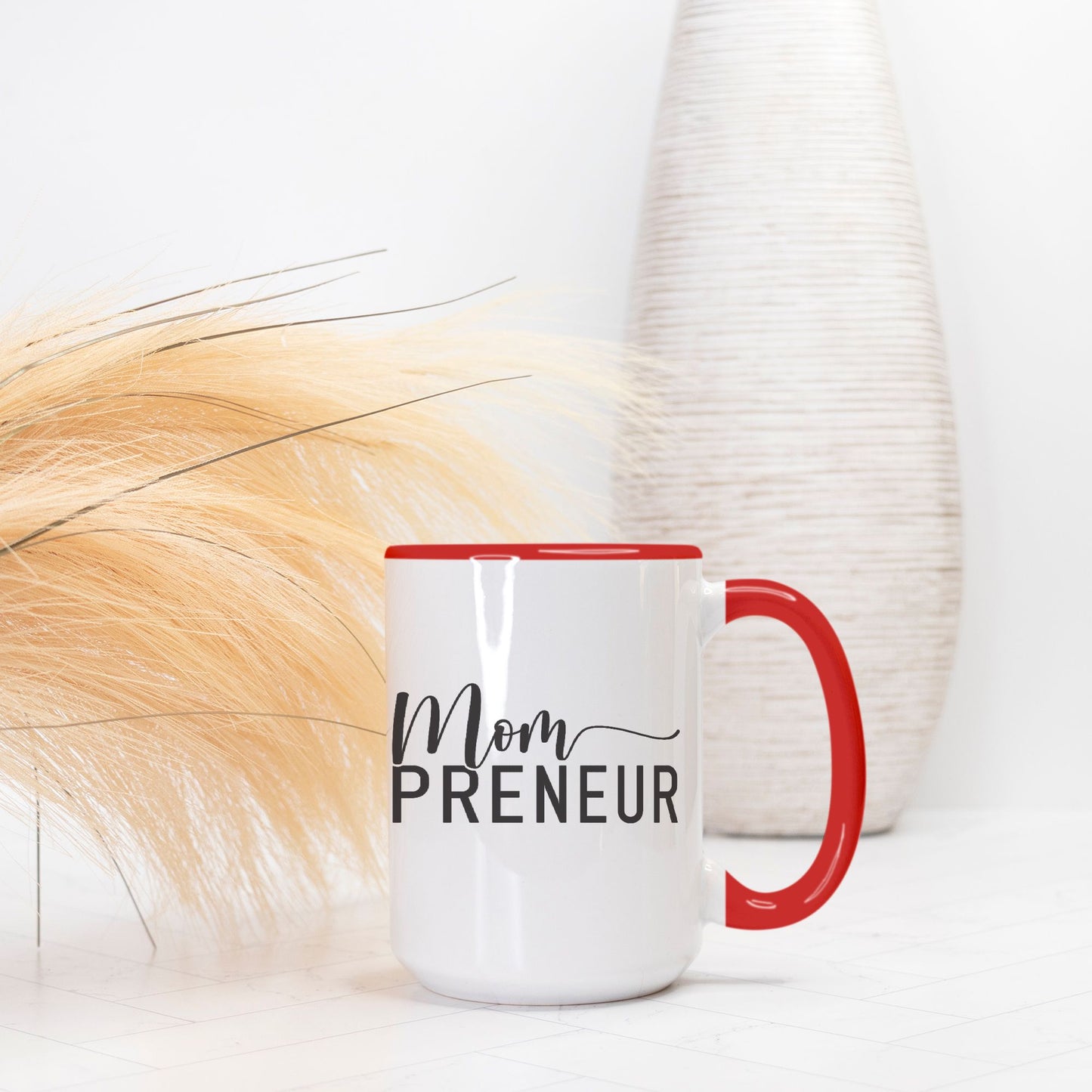 Mug Deluxe 15 oz. (Red + White) - Mompreneur