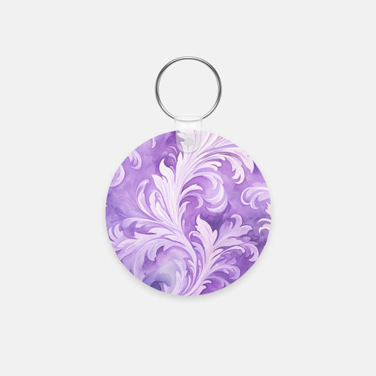 Key Chain (Round) - Swirly Feathers