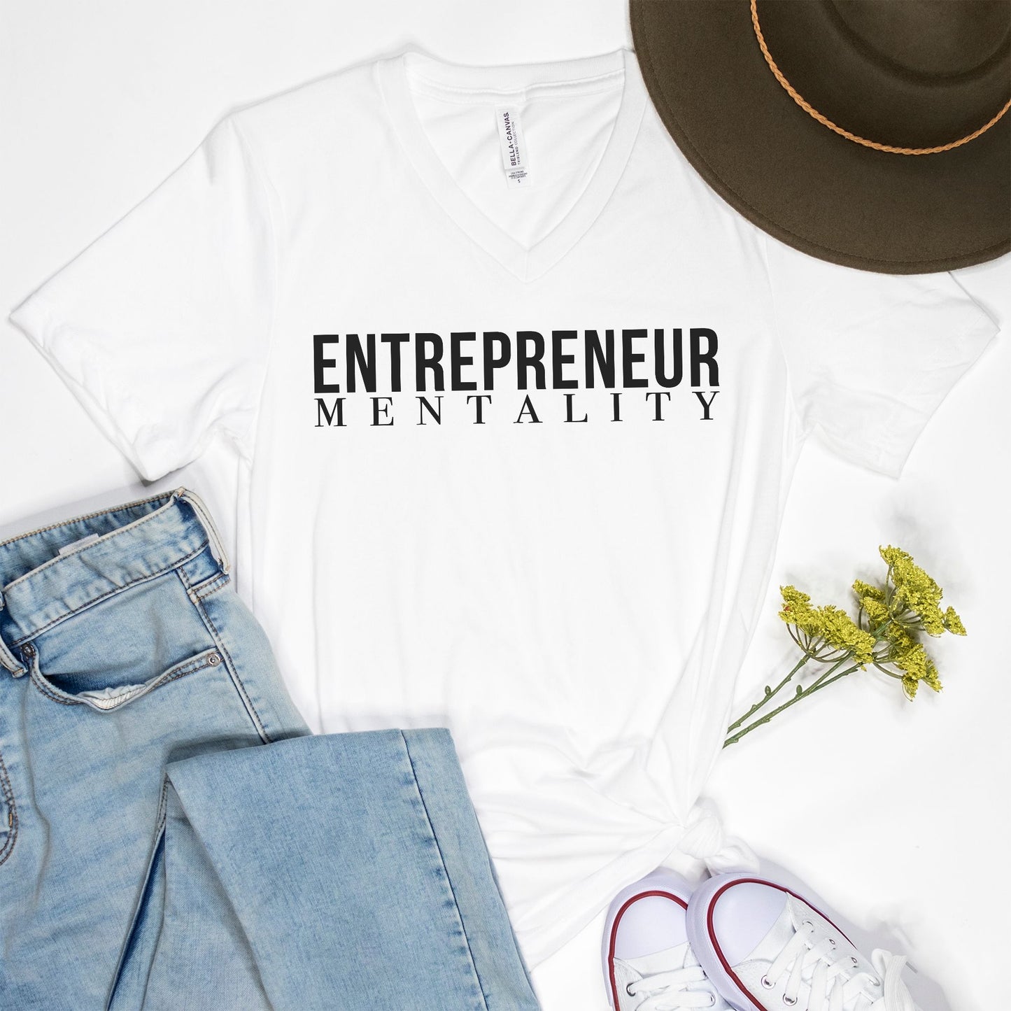 Embody entrepreneurial spirit with Bella Canvas Unisex Triblend V-Neck Short Sleeve Tee 3415 - Entrepreneur Mentality, from Designs On The Go. Elevate your style with confidence and ambition.