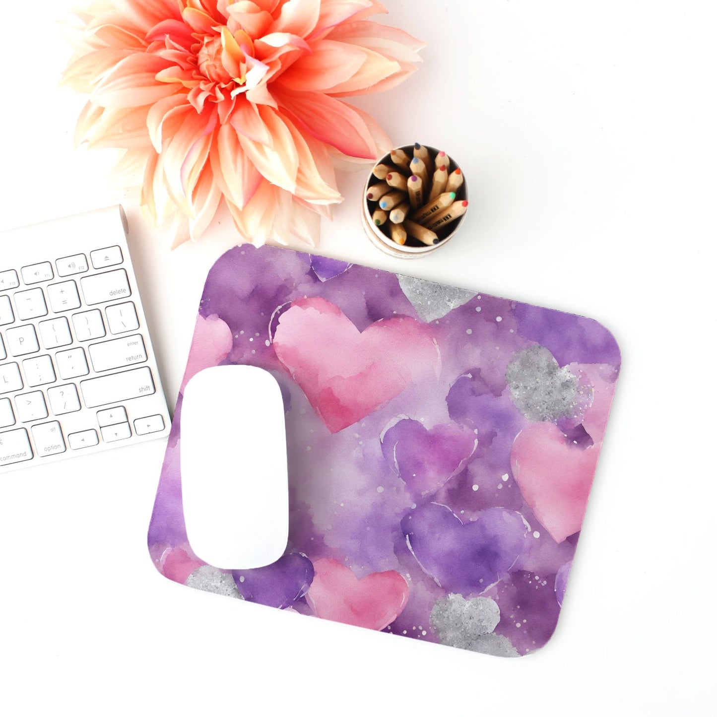 Mouse Pad (Rectangle) - Floating Hearts