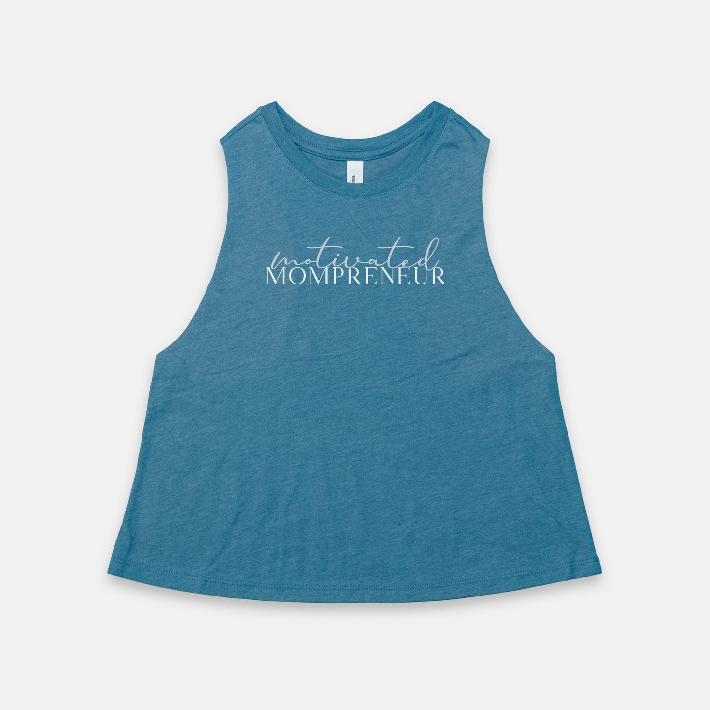 Elevate your entrepreneurial journey with Bella Canvas Racerback Cropped Tank 6682 - Motivated Mompreneur, by Designs On The Go. Celebrate drive and style effortlessly.