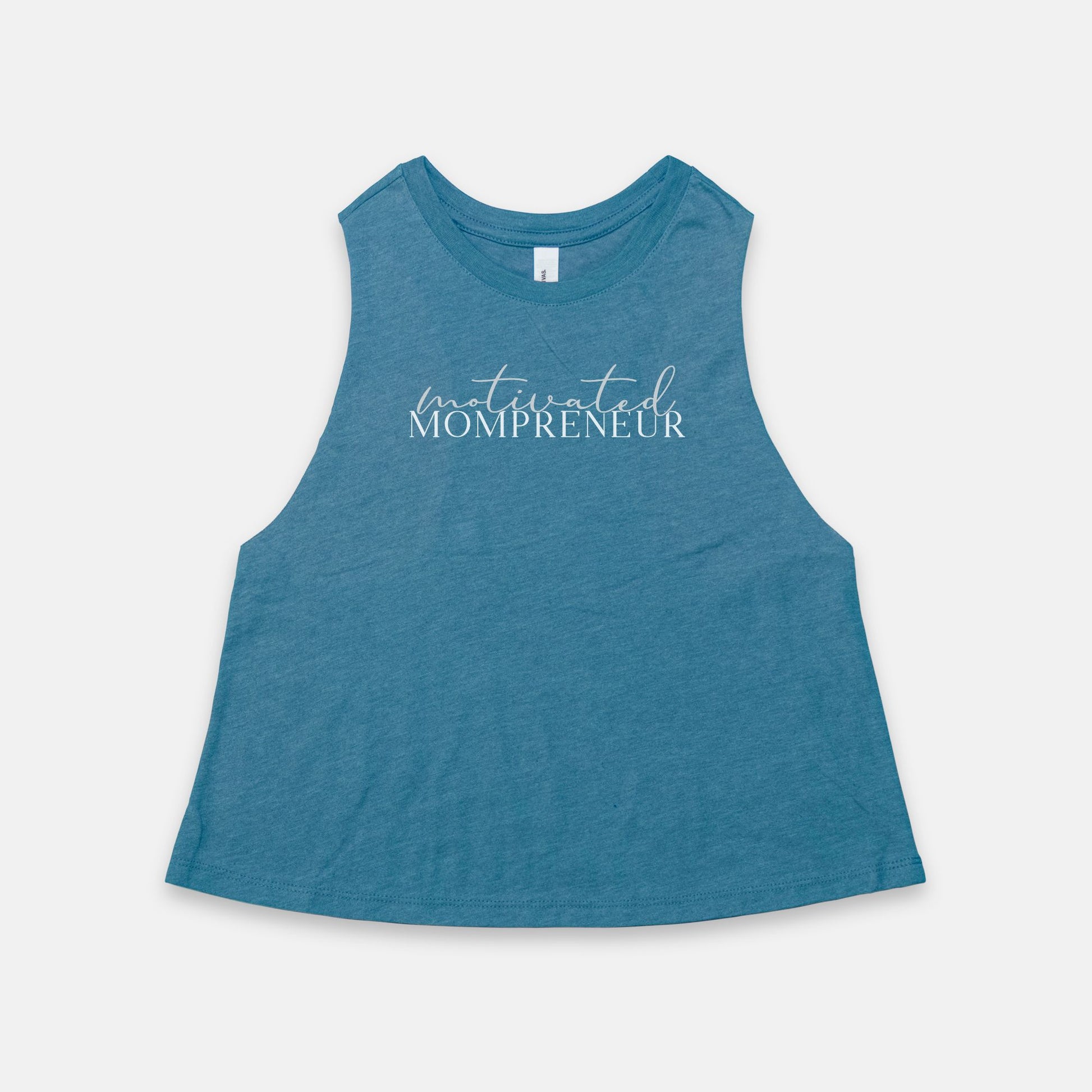 Elevate your entrepreneurial journey with Bella Canvas Racerback Cropped Tank 6682 - Motivated Mompreneur, by Designs On The Go. Celebrate drive and style effortlessly.