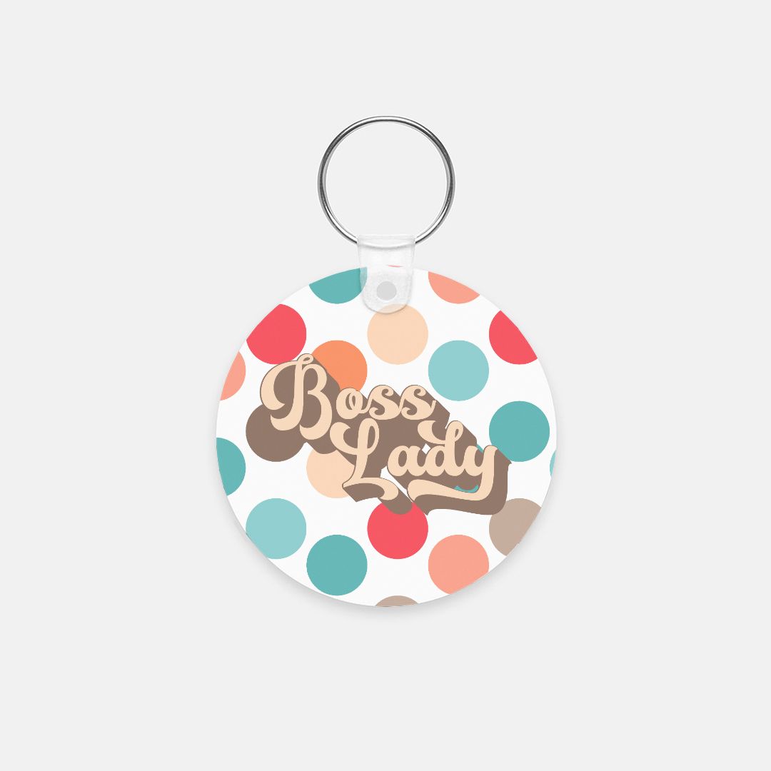 Key Chain (Round) - Boss Lady Retro Polka Dot