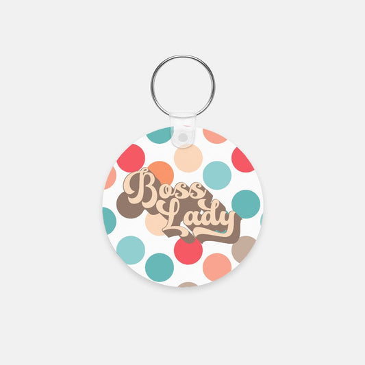 Key Chain (Round) - Boss Lady Retro Polka Dot