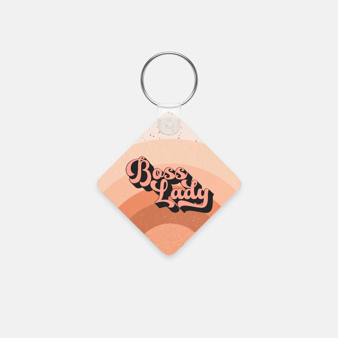 Key Chain (Square) - Boss Lady Retro Rainbow