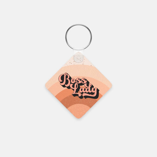 Key Chain (Square) - Boss Lady Retro Rainbow