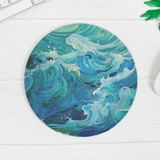 Mouse Pad (Round) - Aqua Waves