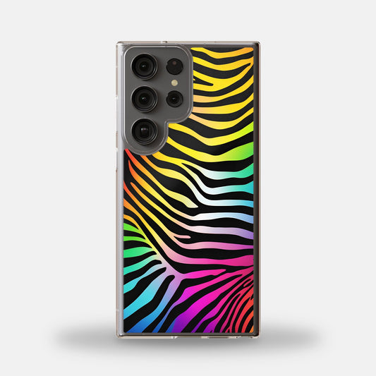Samsung Galaxy S23 Ultra Clear Case - Rainbow Zebra