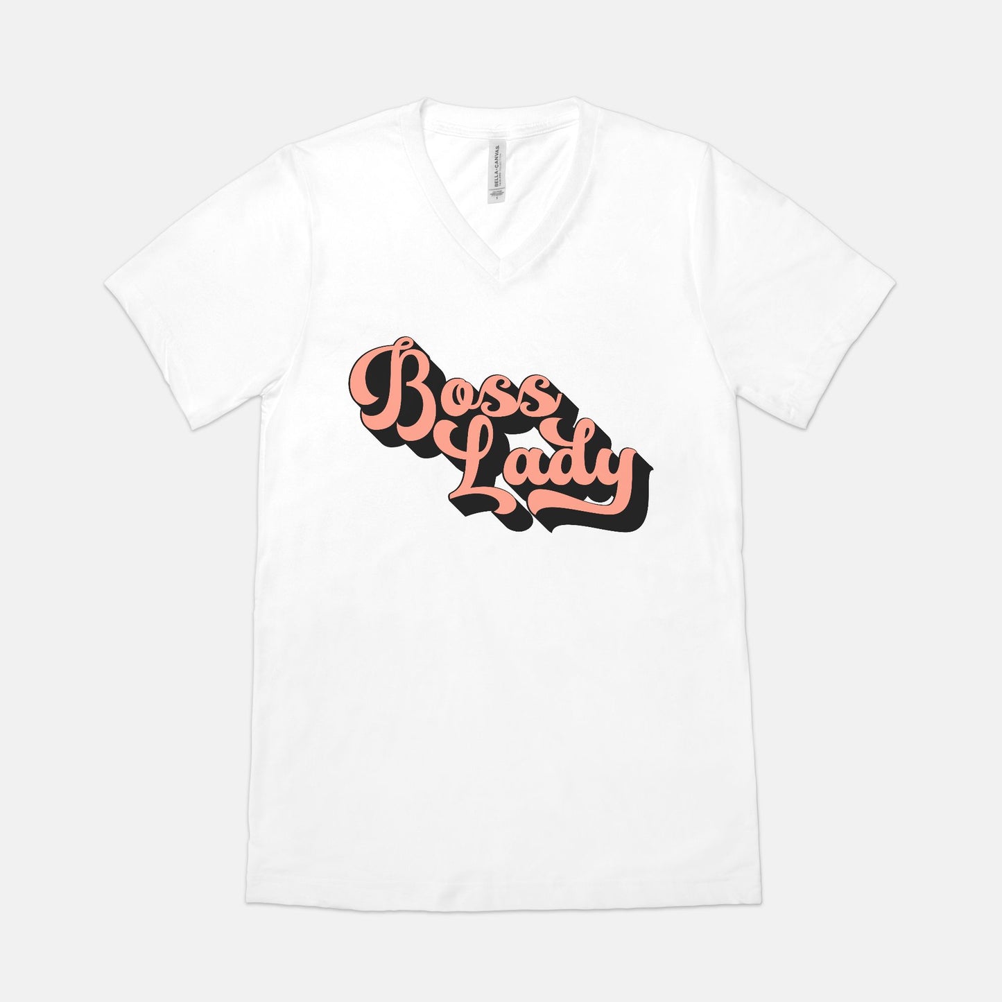 Embrace vintage charm with Bella Canvas Unisex Triblend V-Neck Short Sleeve Tee 3415 - Boss Lady Classy Retro, from Designs On The Go. Elevate your style with timeless sophistication.