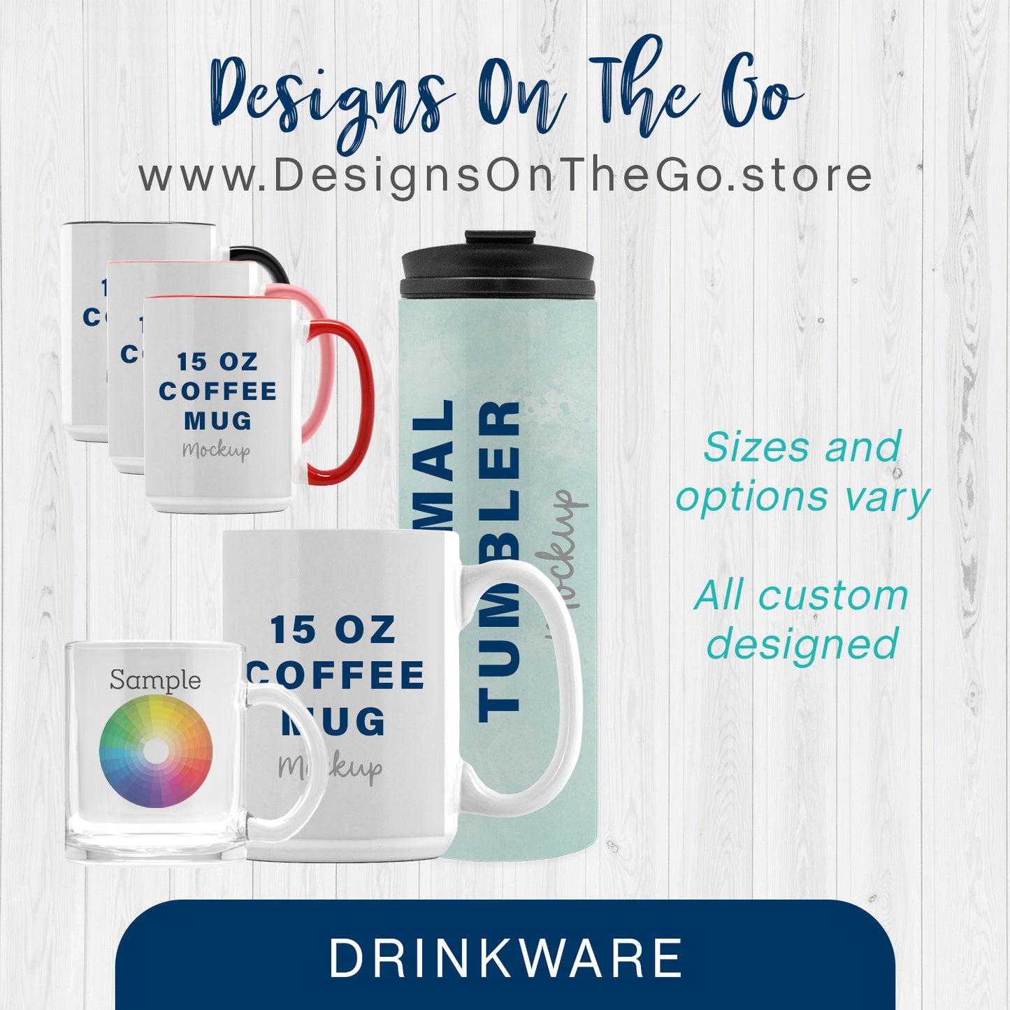 Stay stylish and hydrated with our Drinkware collection from Designs On The Go. Featuring a variety of customizable options, including mugs, tumblers, and bottles, these products are perfect for showcasing your brand or personal style. Ideal for gifts or promotions, our drinkware combines quality and creativity for every occasion.