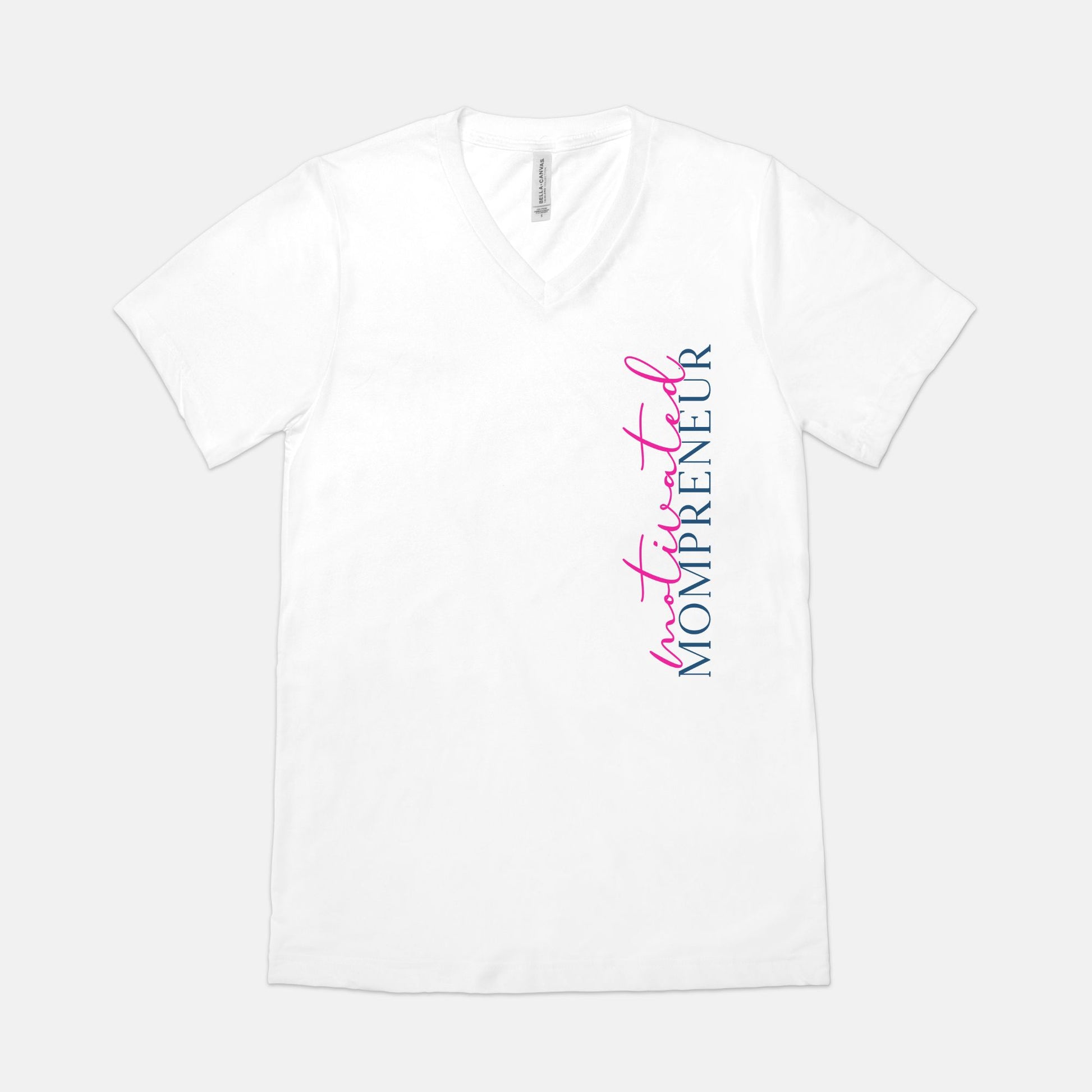 Elevate your entrepreneurial journey with Bella Canvas Unisex Triblend V-Neck Short Sleeve Tee 3415 - Motivated Mompreneur, from Designs On The Go. Showcase your drive and style effortlessly, perfect for the dedicated mompreneur.