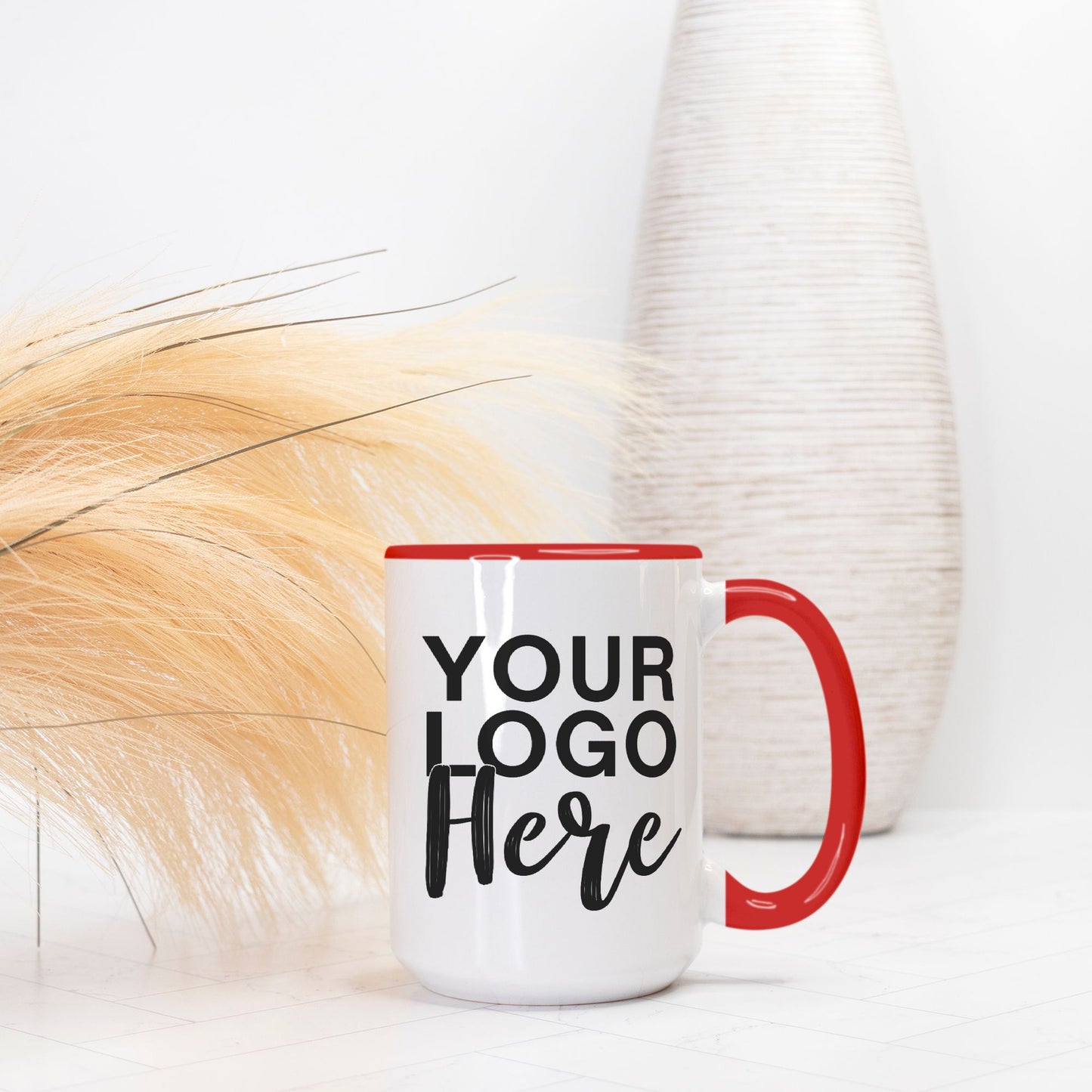 Mug Deluxe 15 oz. (Red + White) - Logo Only