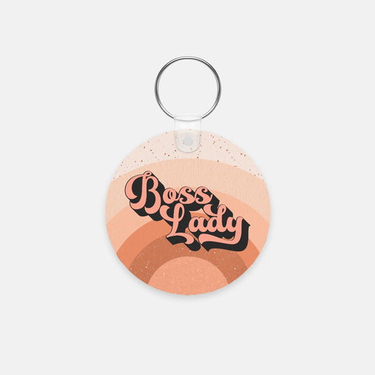 Key Chain (Round) - Boss Lady Retro Rainbow