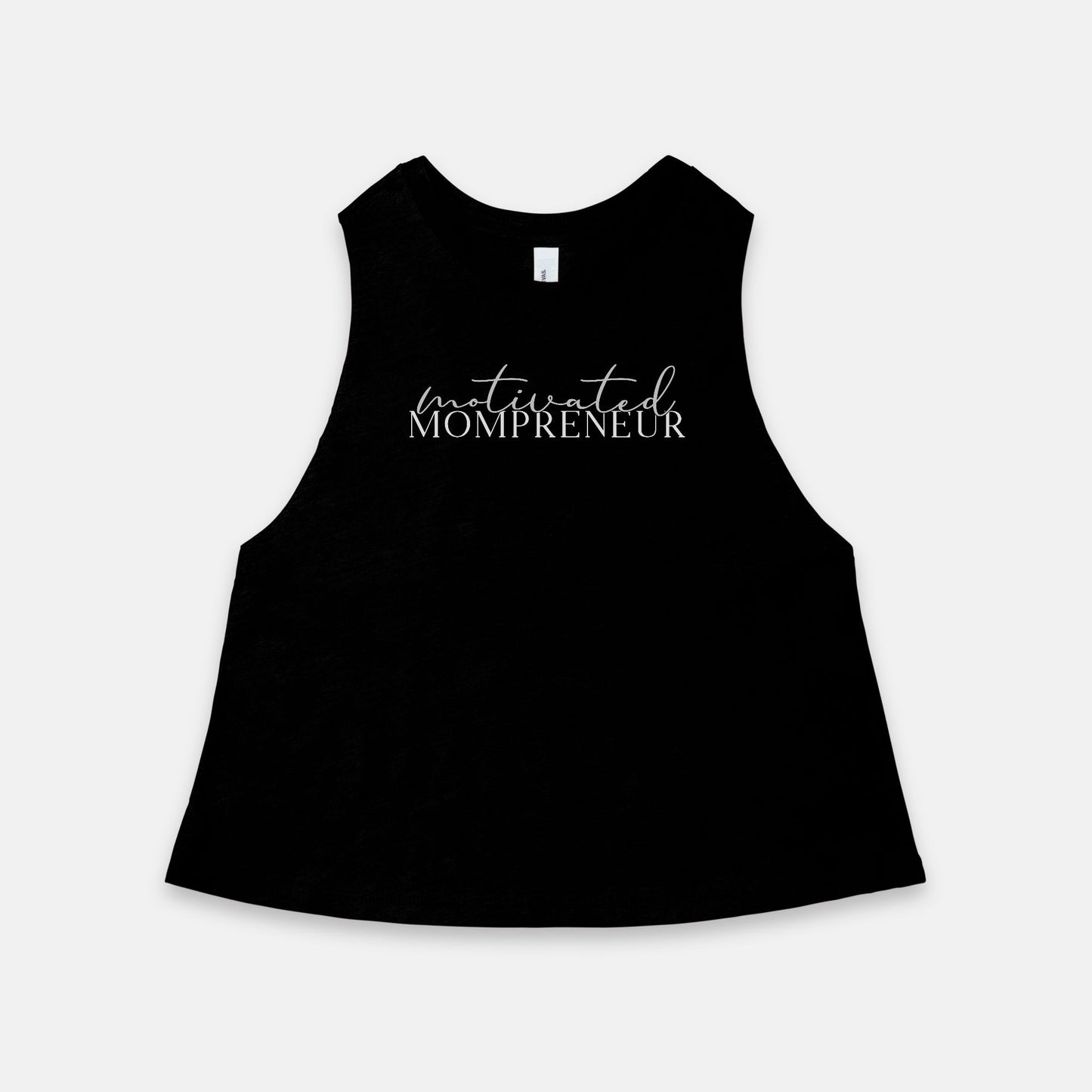 Elevate your entrepreneurial journey with Bella Canvas Racerback Cropped Tank 6682 - Motivated Mompreneur, by Designs On The Go. Celebrate drive and style effortlessly.