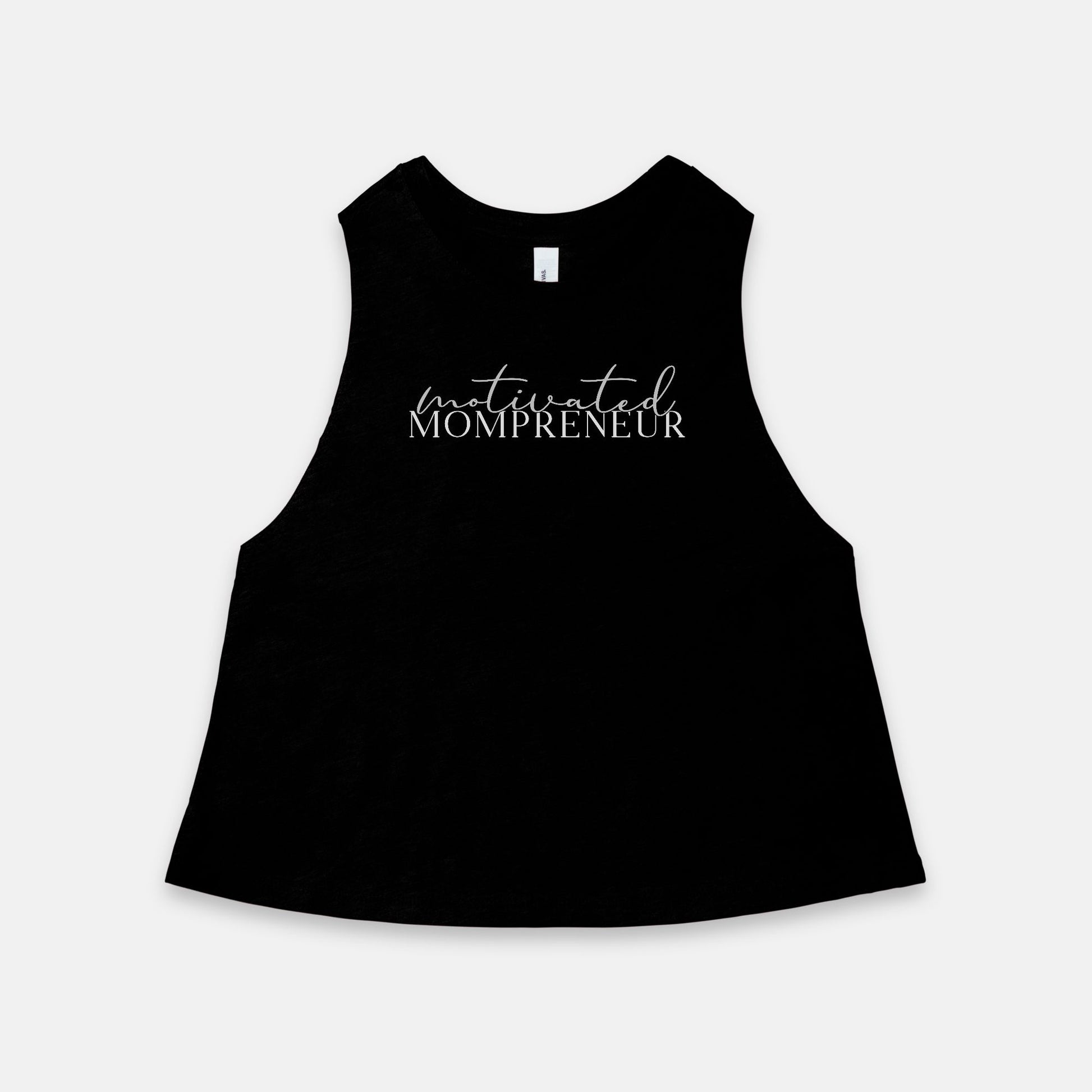 Elevate your entrepreneurial journey with Bella Canvas Racerback Cropped Tank 6682 - Motivated Mompreneur, by Designs On The Go. Celebrate drive and style effortlessly.