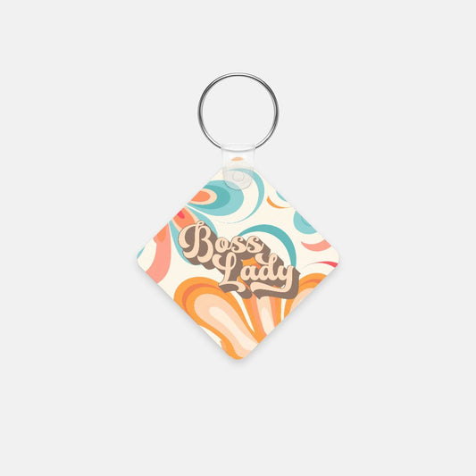 Key Chain (Square) - Boss Lady Retro Flower