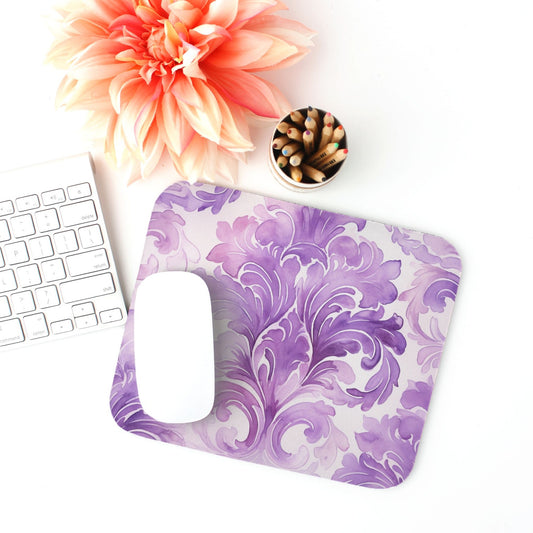 Mouse Pad (Rectangle) - Purple Damask