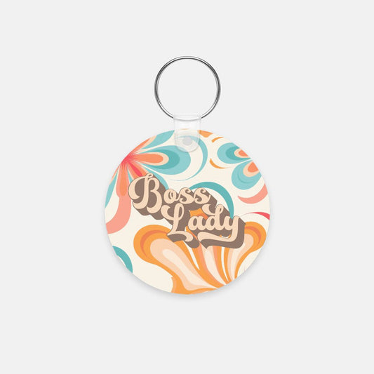 Key Chain (Round) - Boss Lady Retro Flower