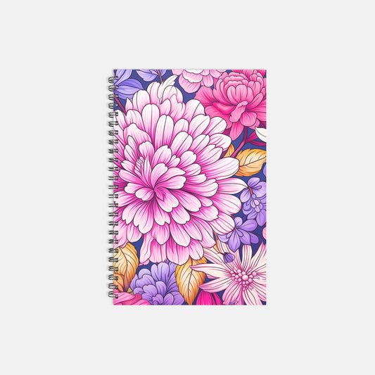Notebook Hardcover Spiral 5.5 x 8.5 - Pink Foliage