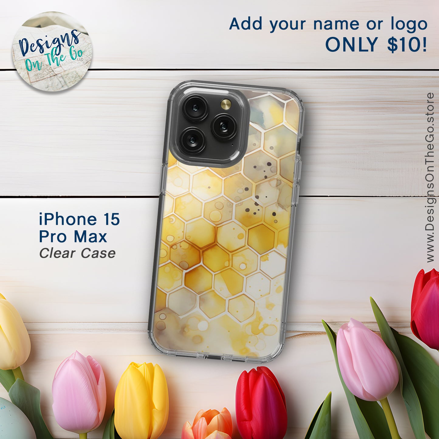 iPhone 15 Pro Max Clear Case - Beehive Splash