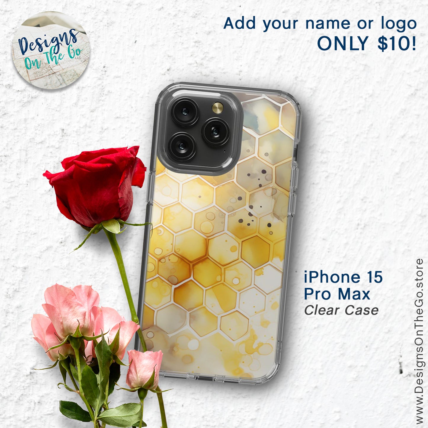 iPhone 15 Pro Max Clear Case - Beehive Splash