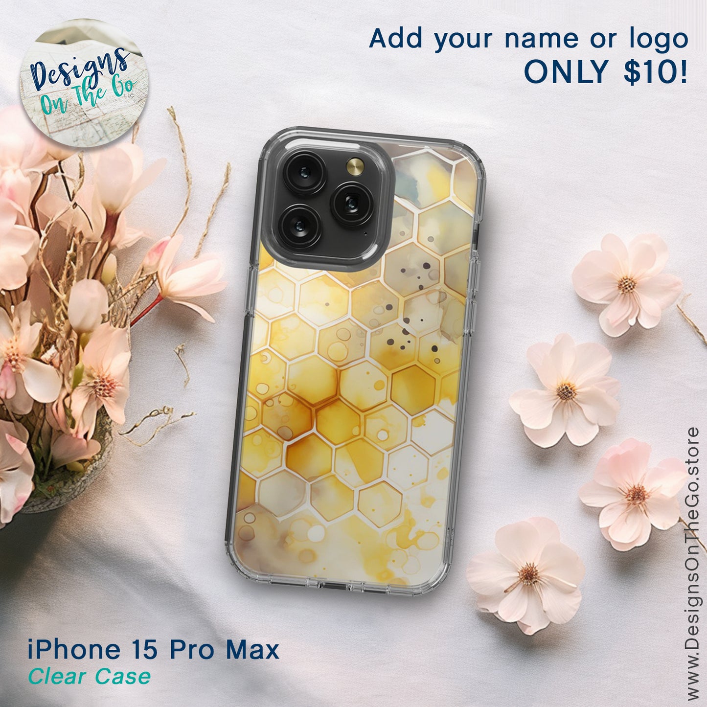 iPhone 15 Pro Max Clear Case - Beehive Splash