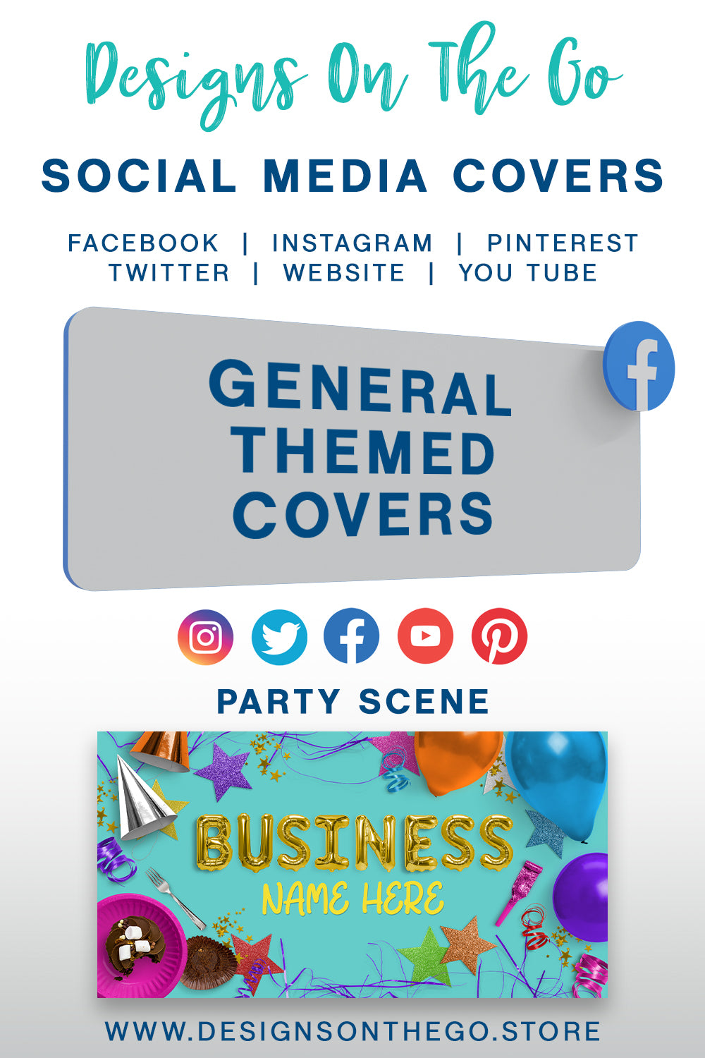 Elevate your online presence with the General Themed Social Media Covers from Designs On The Go! Our vibrant and customizable designs help you stand out across platforms. Perfect for any brand, these covers enhance your social media profile, making it more engaging and visually appealing. Upgrade your branding effortlessly!