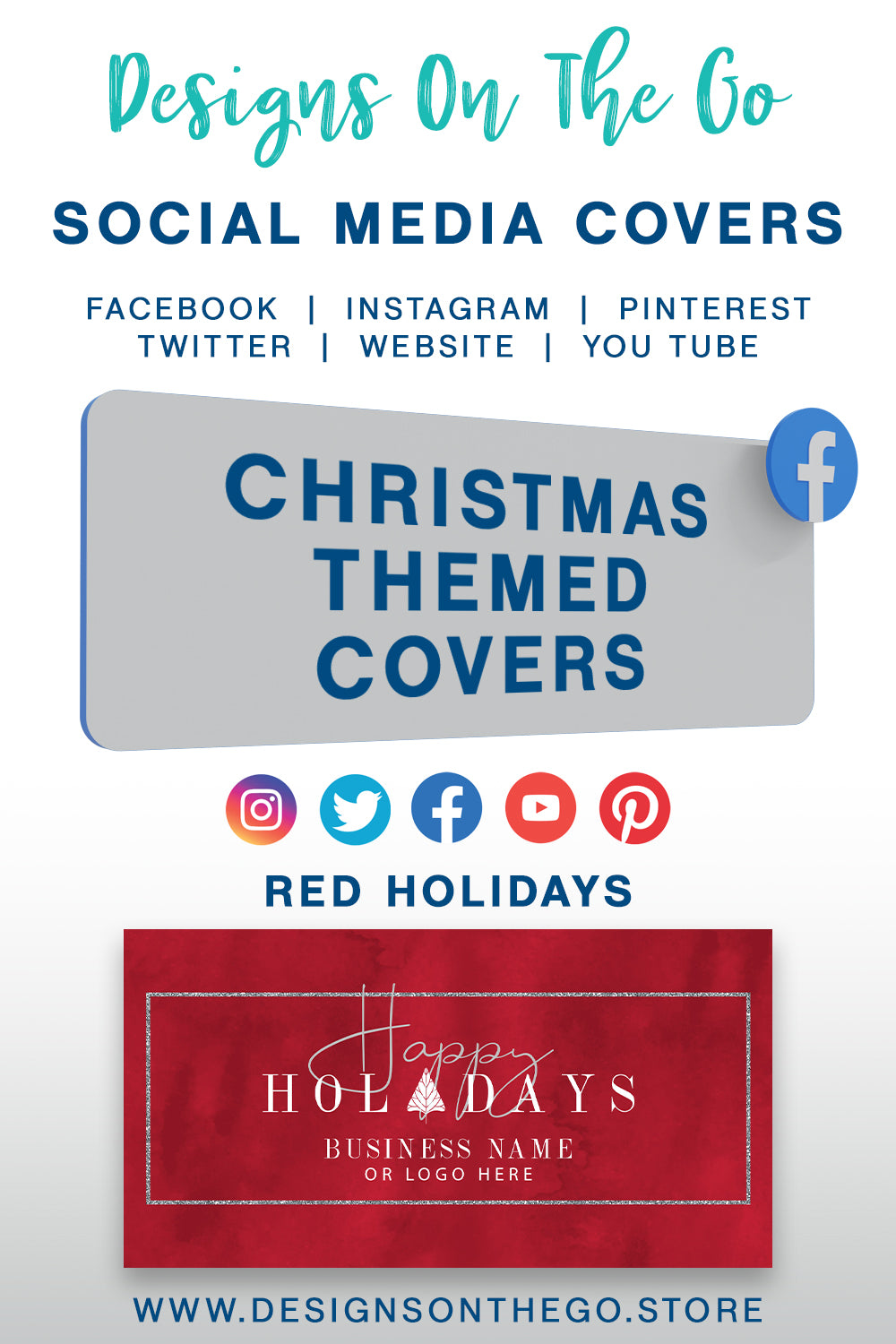 Get festive with our Christmas-themed social media covers from Designs On The Go! Perfect for adding holiday cheer to your online presence, these beautifully designed covers will make your profiles stand out. Celebrate the season in style and give your social media a merry makeover today!