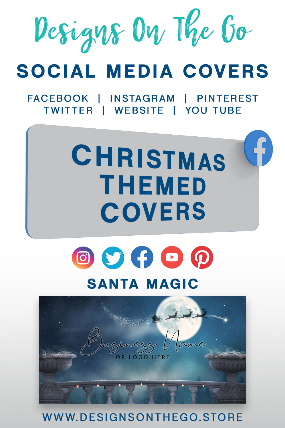 Get festive with our Christmas-themed social media covers from Designs On The Go! Perfect for adding holiday cheer to your online presence, these beautifully designed covers will make your profiles stand out. Celebrate the season in style and give your social media a merry makeover today!