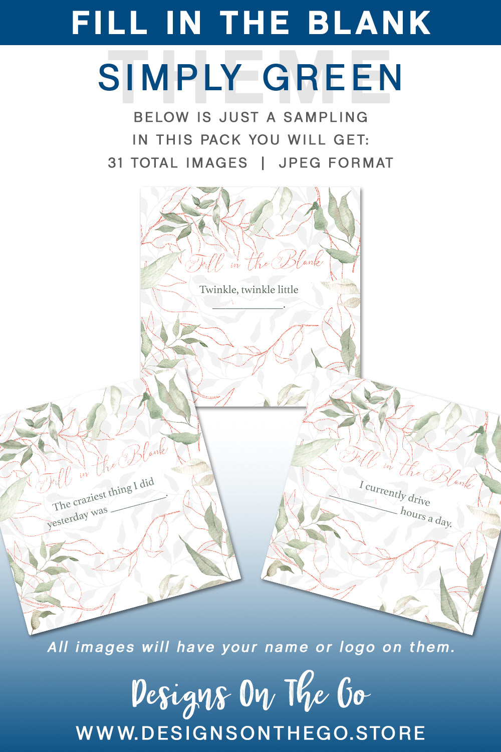 Unleash creativity with our Fill in the Blank Daily Challenges from Designs On The Go! These engaging prompts inspire fun and thoughtful reflection, making each day an adventure. Perfect for individuals or groups, these challenges encourage creativity and connection. Elevate your routine and spark joy with every challenge!