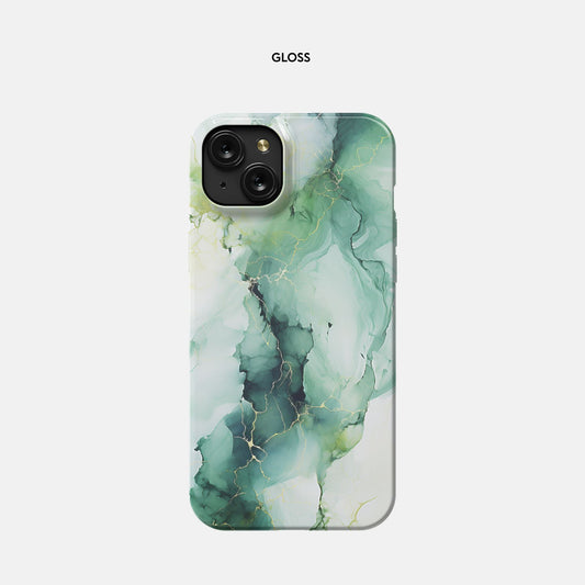 iPhone 15 Plus Slim Case - Green Marble