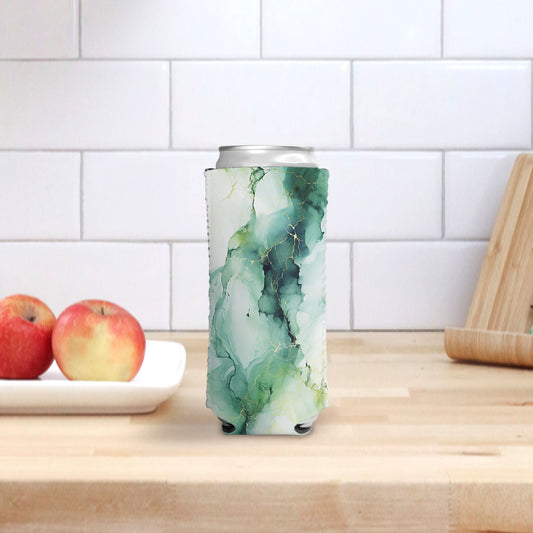 Slim Can Cooler - Green Marble