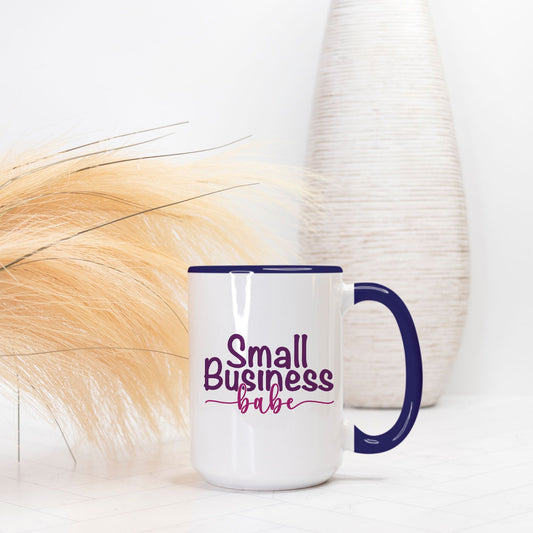 Mug Deluxe 15 oz. (Dark Blue + White) - Small Business Babe