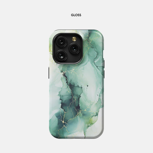 iPhone 15 Pro Tough Case - Green Marble