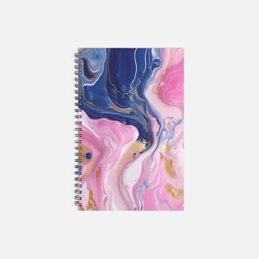 Notebook Softcover Spiral 5.5 x 8.5 - Pink Paint Swirl