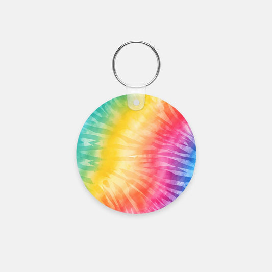Key Chain (Round) - Rainbow Tie Dye