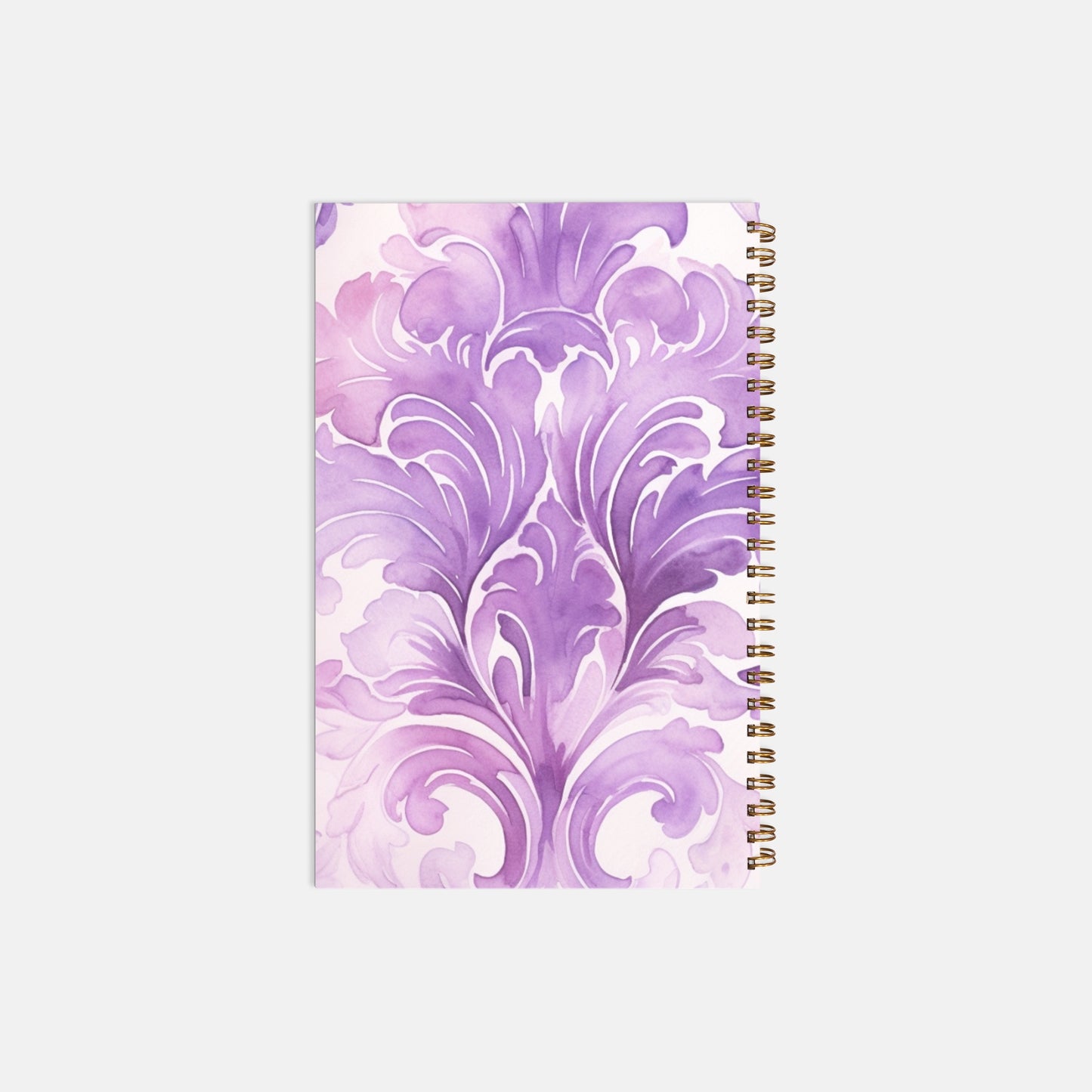 Notebook Hardcover Spiral 5.5 x 8.5 - Purple Damask