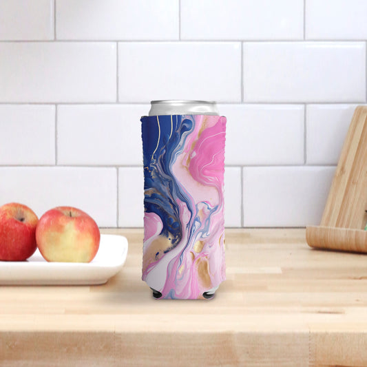 Slim Can Cooler - Pink Paint Swirl