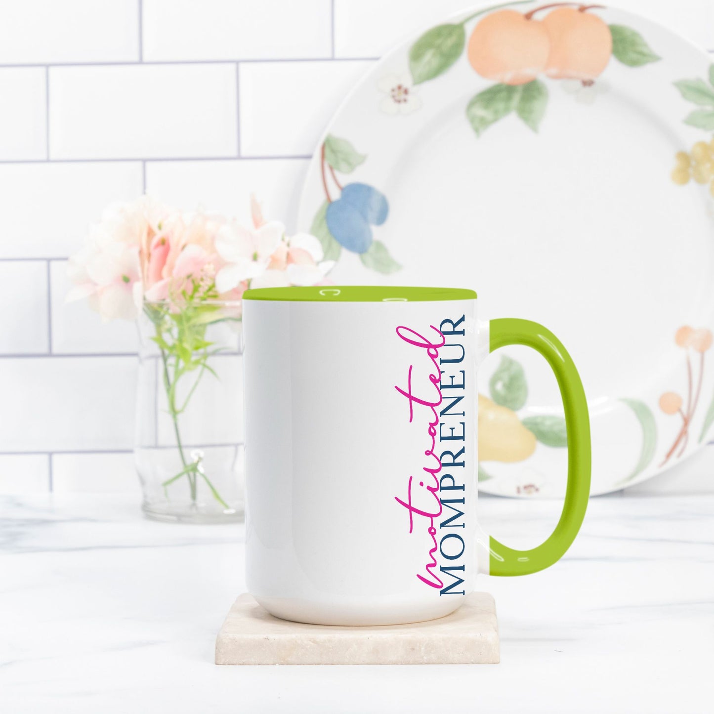 Mug Deluxe 15 oz. (Green + White) - Motivated Mompreneur