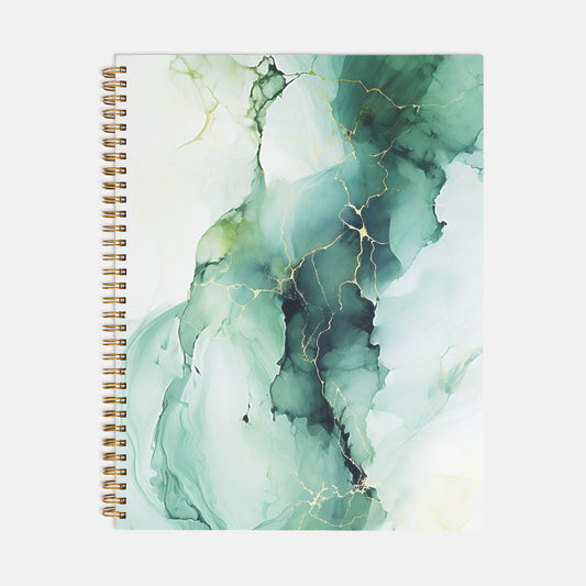 Notebook Hardcover Spiral 8.5 x 11 - Green Marble
