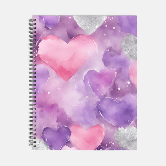 Notebook Hardcover Spiral 8.5 x 11 - Floating Hearts