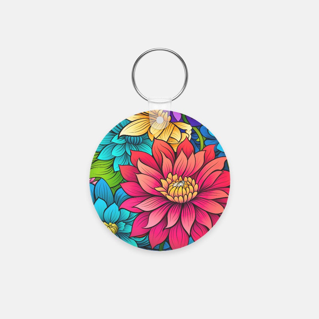 Key Chain (Round) - Bright Daisy