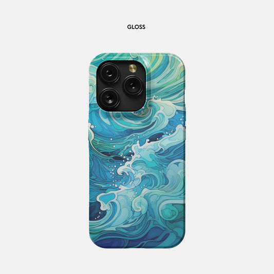 iPhone 15 Pro Slim Case - Aqua Waves