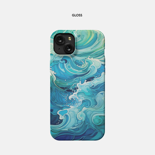 iPhone 15 Plus Slim Case - Aqua Waves