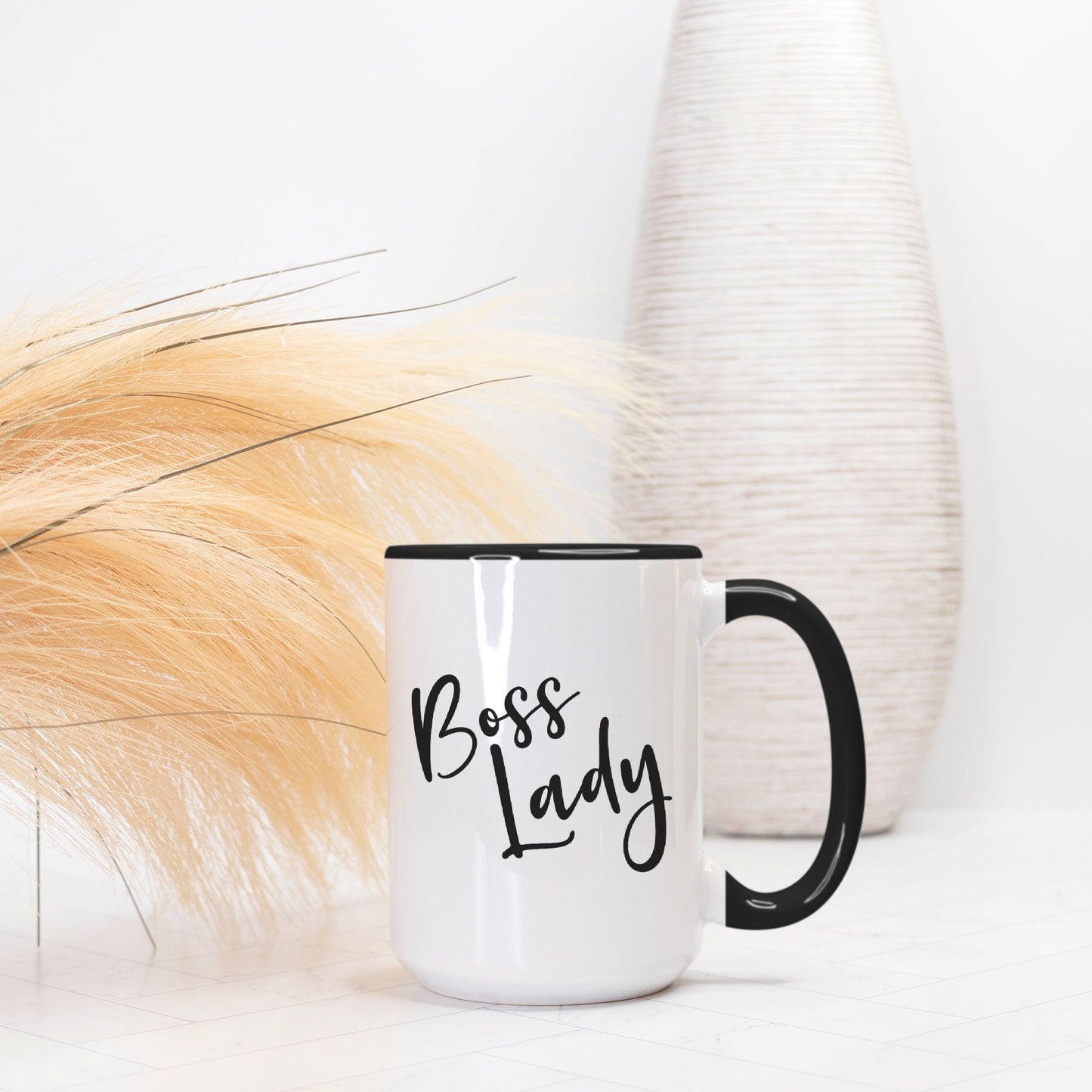 Mug Deluxe 15 oz. (Black + White) - Boss Lady