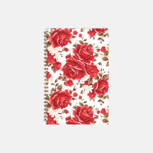 Notebook Hardcover Spiral 5.5 x 8.5 - Red Roses