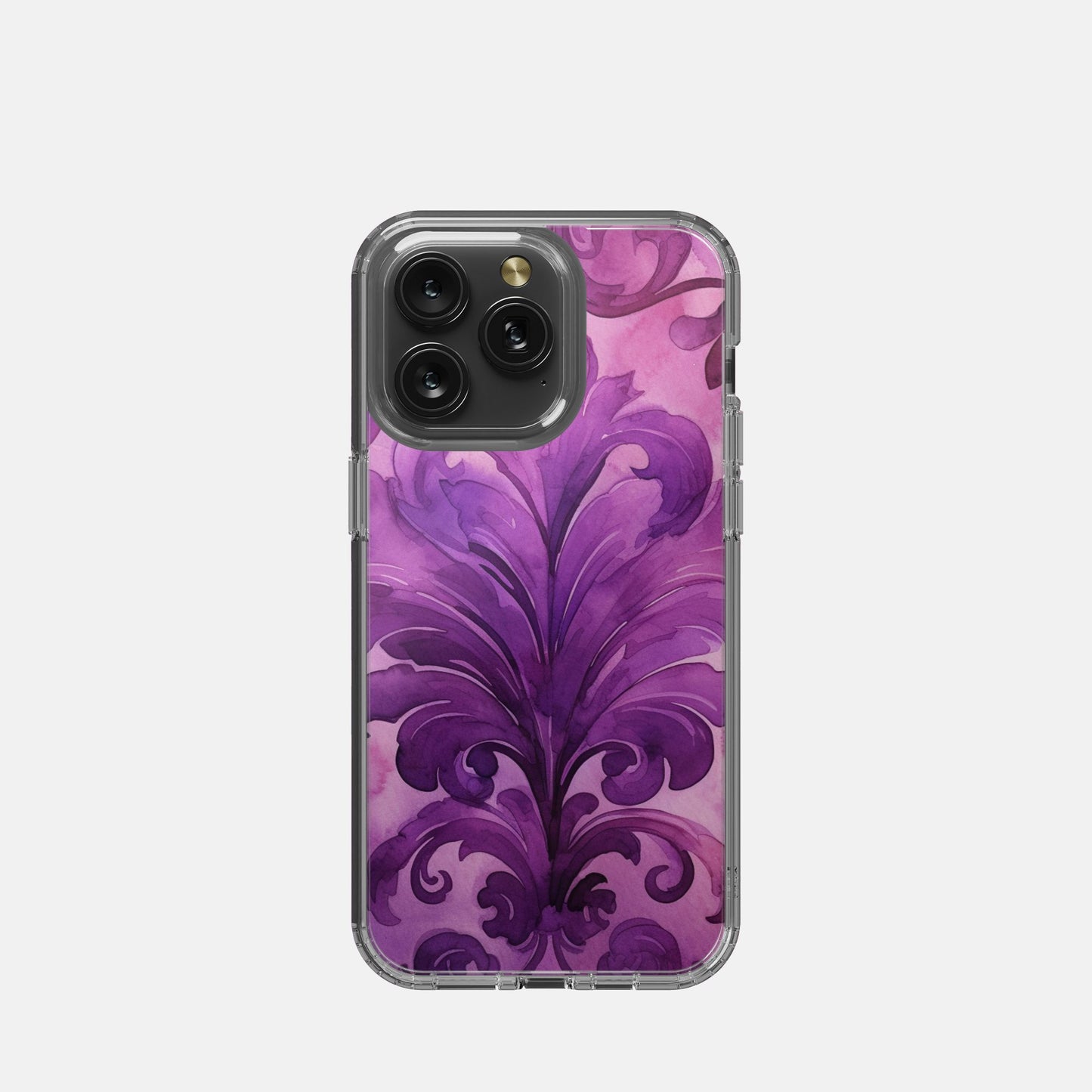 iPhone 15 Pro Max Clear Case - Magenta Damask