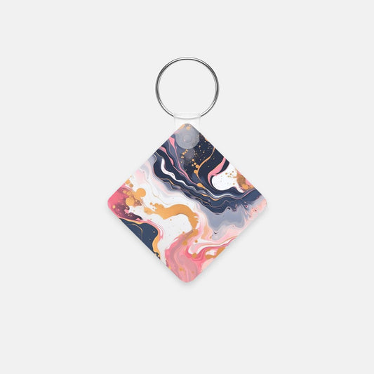 Key Chain (Square) - Coral Paint Swirl